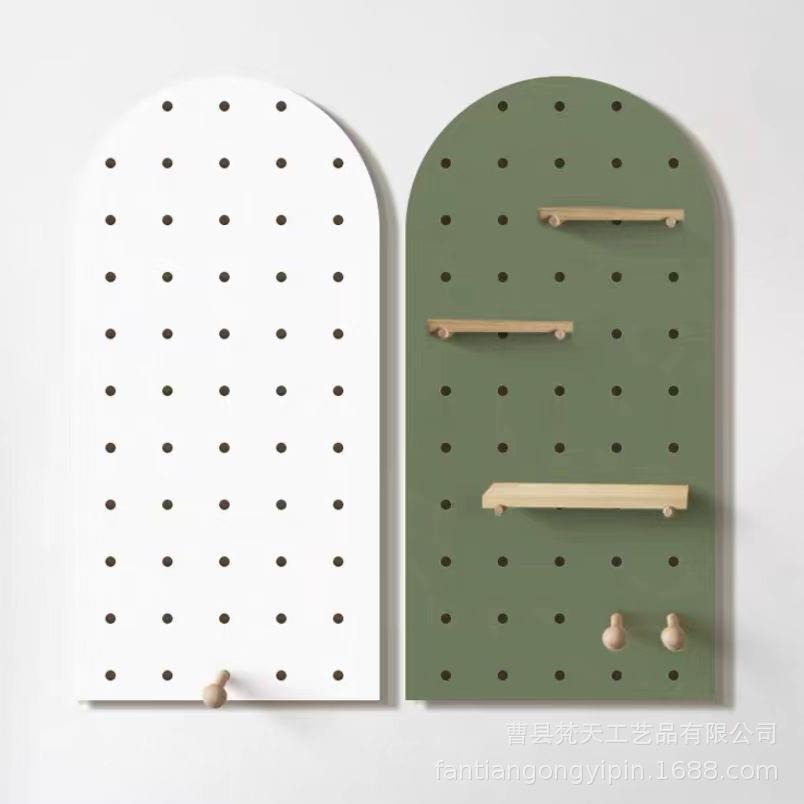 木质洞洞板置物架装饰搁板入户客厅卧室玄关墙壁实木洞洞板收纳架