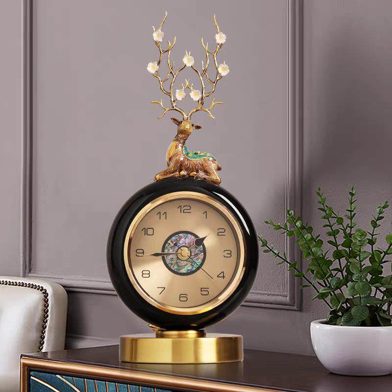 轻奢摆钟石英客厅台式座钟复古新款钟表坐钟摆放台钟时钟摆件静音
