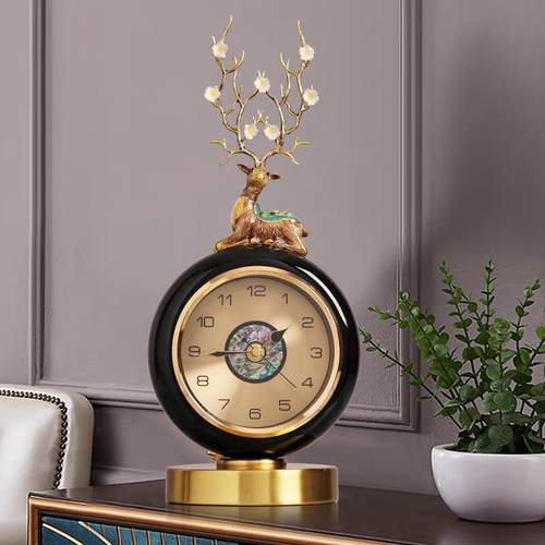 轻奢摆钟石英客厅台式座钟复古新款钟表坐钟摆放台钟时钟摆件静音