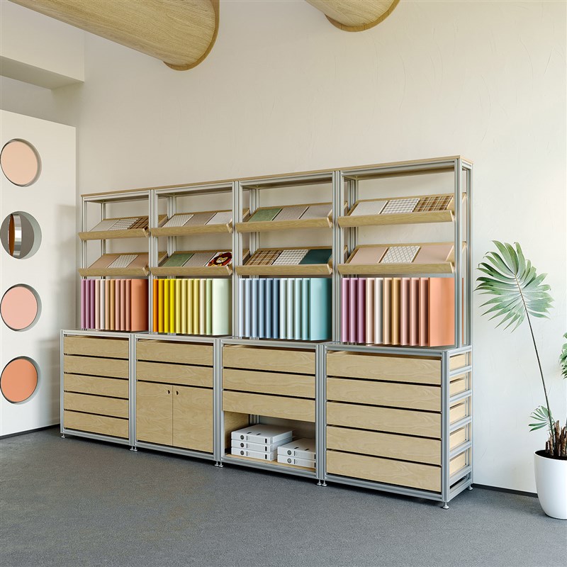 铝挤型材料桦木落地多层q展示柜产品样品展示柜储物收纳层架货架