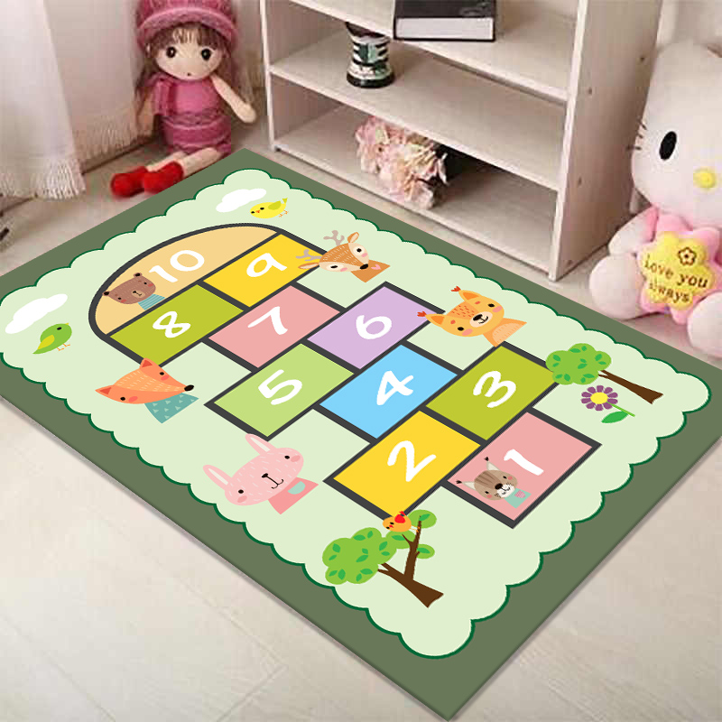 儿童房间卧室卡通跳房子格子游戏地毯早教幼N儿园男女孩可定制地