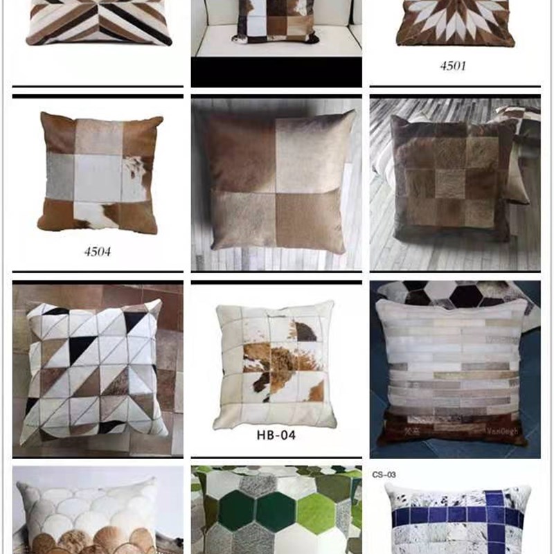 专业定制纯手工h牛皮抱枕腰枕枕头高端轻奢真皮舒适简约图案沙发