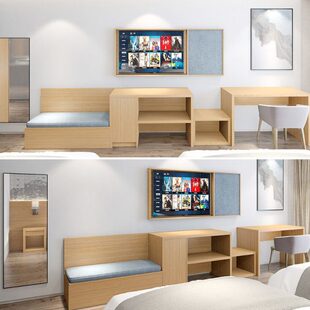 酒店宾馆家具快捷连锁客房民宿公寓专用家用一体沙发电视柜行李架