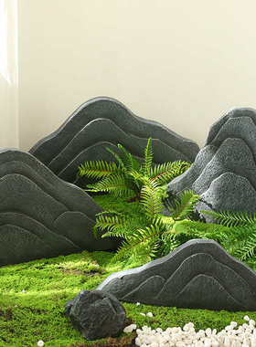 中式玻璃钢彷真石头m片石楼梯装饰假山庭院园林造景假山石摆件景