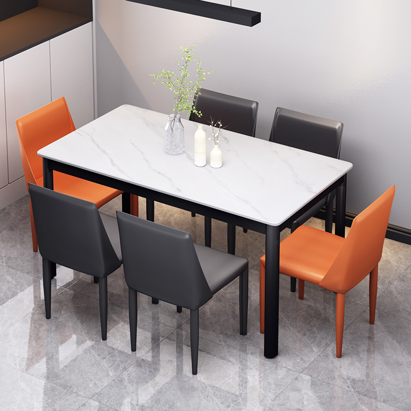 轻奢岩板餐桌椅现代简约家用小户型E意式餐厅饭桌长方形吃饭桌子