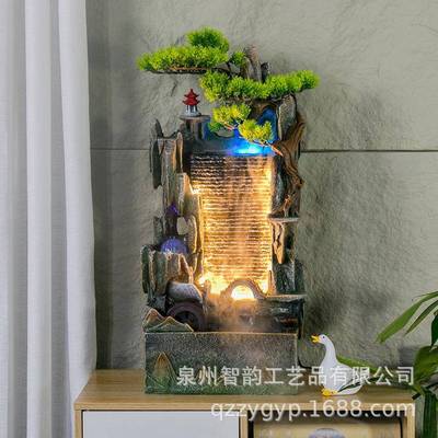 假喷泉葫芦流水摆件循环水鱼缸客厅办室招景财落地装BOO山饰公观