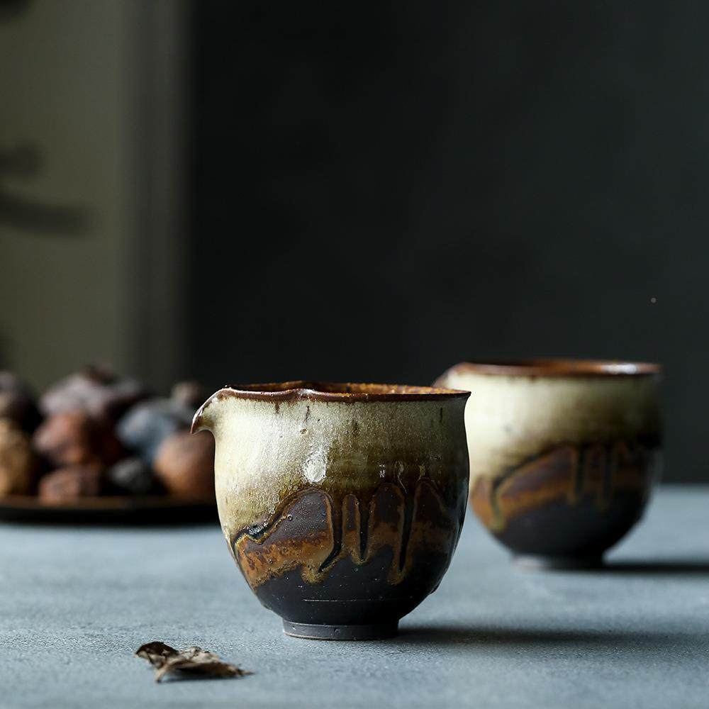 甚言纯手工原粗陶抓手陶瓷口柴烧窑变公矿道杯手工拉胚宽功粗陶柴,餐饮具,盖碗,淘宝优惠券,粉丝福利购,淘宝优惠卷