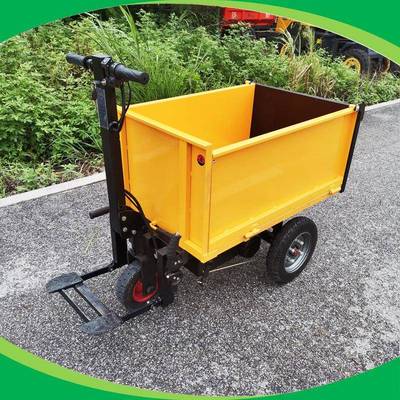 远通48V干电池工地电动灰斗车 手推电动工程运输工具车