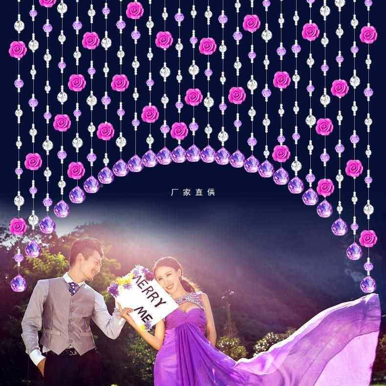 珠玫瑰花水晶帘客厅隔断帘风卫生间过道卧室帘子拱形整套珠帘