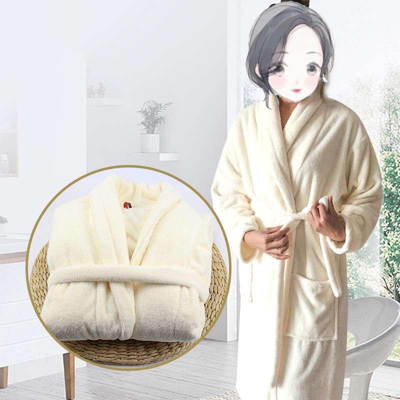 秋冬珊瑚绒浴袍 柔软吸水保暖男女家居服成人酒店宾馆浴袍