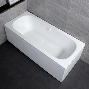 哑光亚克力裙边浴缸中间下水酒店工程 matte white skirt bathtub