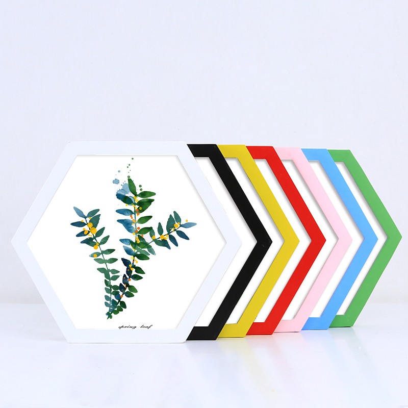 创意简约六边形画框六角相框多边B形文化照片墙装饰画圆形菱形组图片