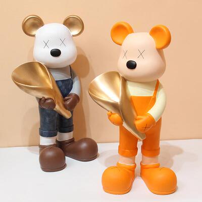 暴力熊捧花家居件花FTI熊干瓶客厅边几电抱视花柜落地装饰乔摆迁