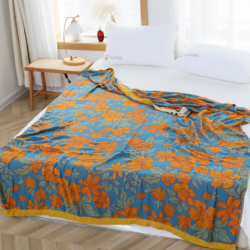 竹纤维盖毯纱布冷感毯夏季薄款毛巾被沙发K毯冰丝凉感午睡空调毯