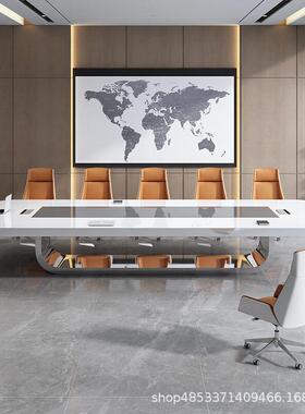 烤漆会议10025A桌长桌简时约色轻大奢办公桌型尚洽白谈桌桌椅组合