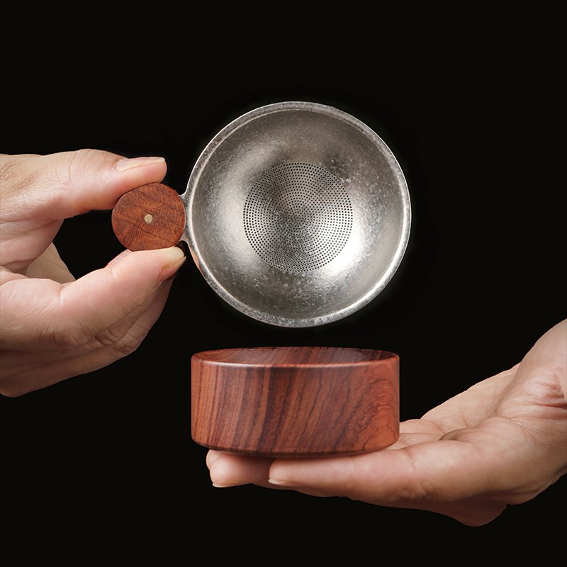 纯钛茶漏茶滤千孔一体滤钛圆弧底A茶器超细茶叶滤网茶隔公道杯高
