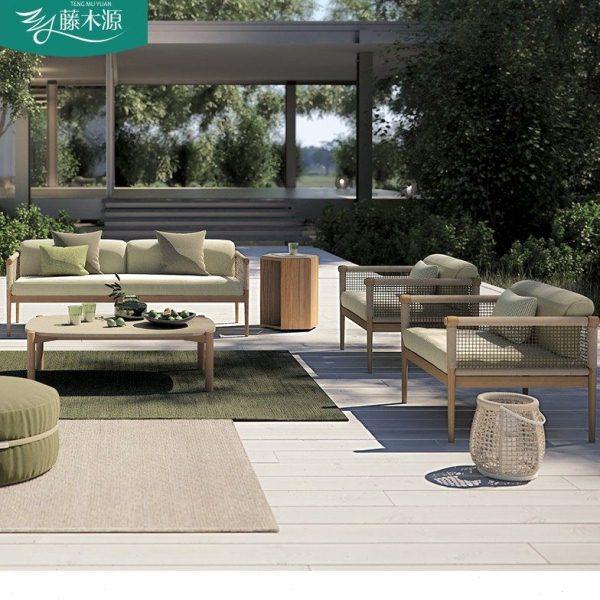 北欧户外庭院藤编沙发室外样板房防腐实木家具花园阳台休闲藤沙发,住宅家具,户外沙发,淘宝优惠券,粉丝福利购,淘宝优惠卷