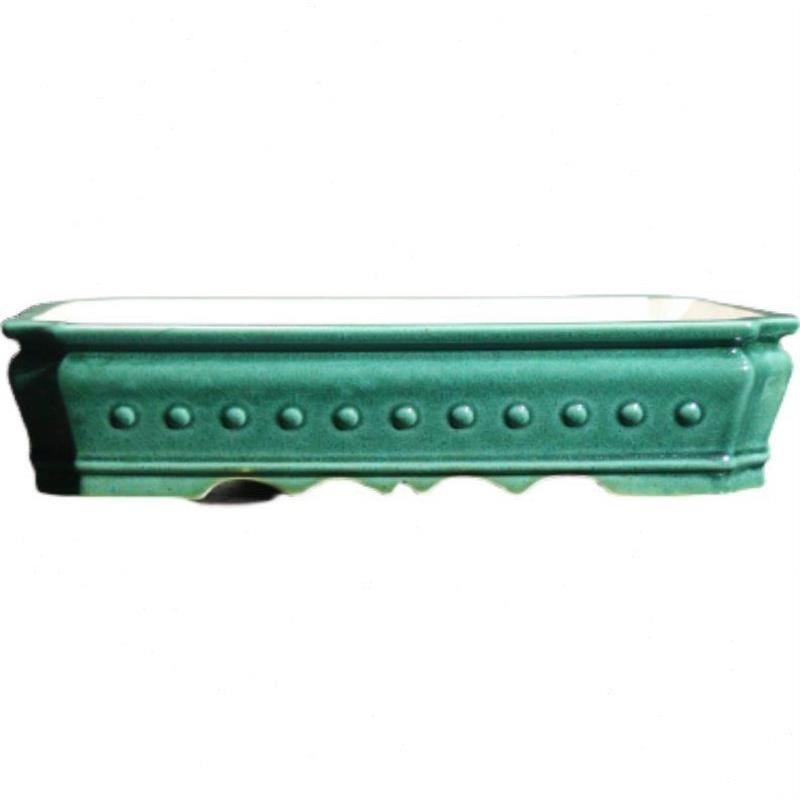 紫砂花盆长方形盆景盆开片绿鼓丁鼓G点大口径张治诚觅陶乡浅盆