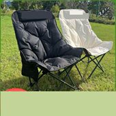 户外折叠椅加棉月亮椅高靠背沙发椅便携式 超轻露营钓鱼凳子沙滩椅