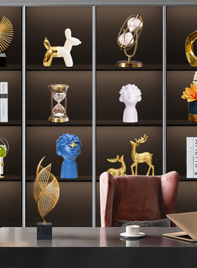 轻奢办公室摆件创意客厅酒柜博古架工艺品书房电S视柜家居软装饰