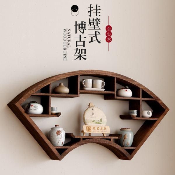 扇形博古架实木中式壁挂式多宝阁挂墙简约现代茶壶架子置物架隔断,住宅家具,多宝格/博古架,淘宝优惠券,粉丝福利购,淘宝优惠卷