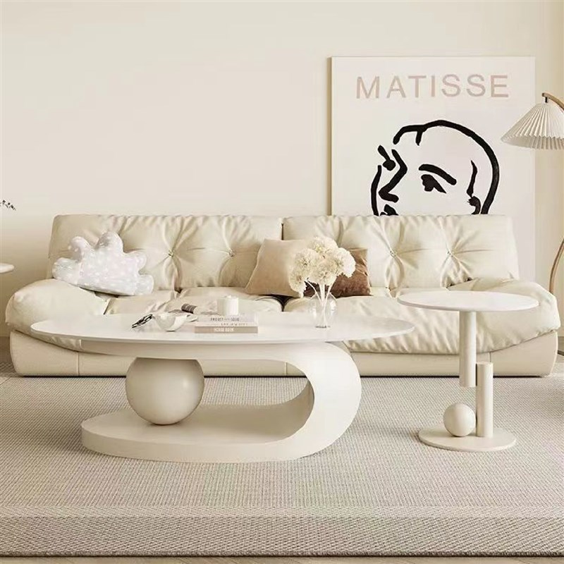 椭圆形茶几岩板茶几简约家用客A厅爆款桌子网红北欧风茶几小户型