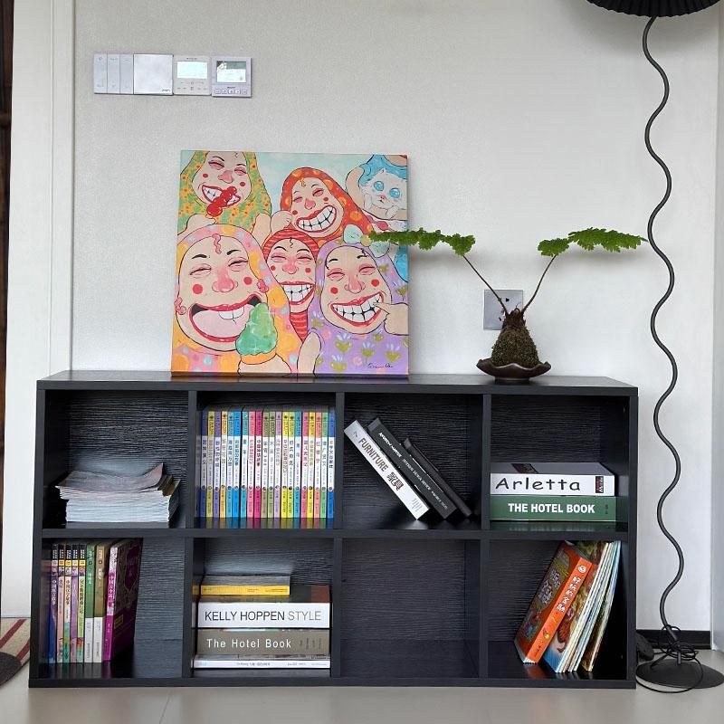 中古黑色八格子柜唱片柜自由组合方形书柜办公室S置物隔断柜可定