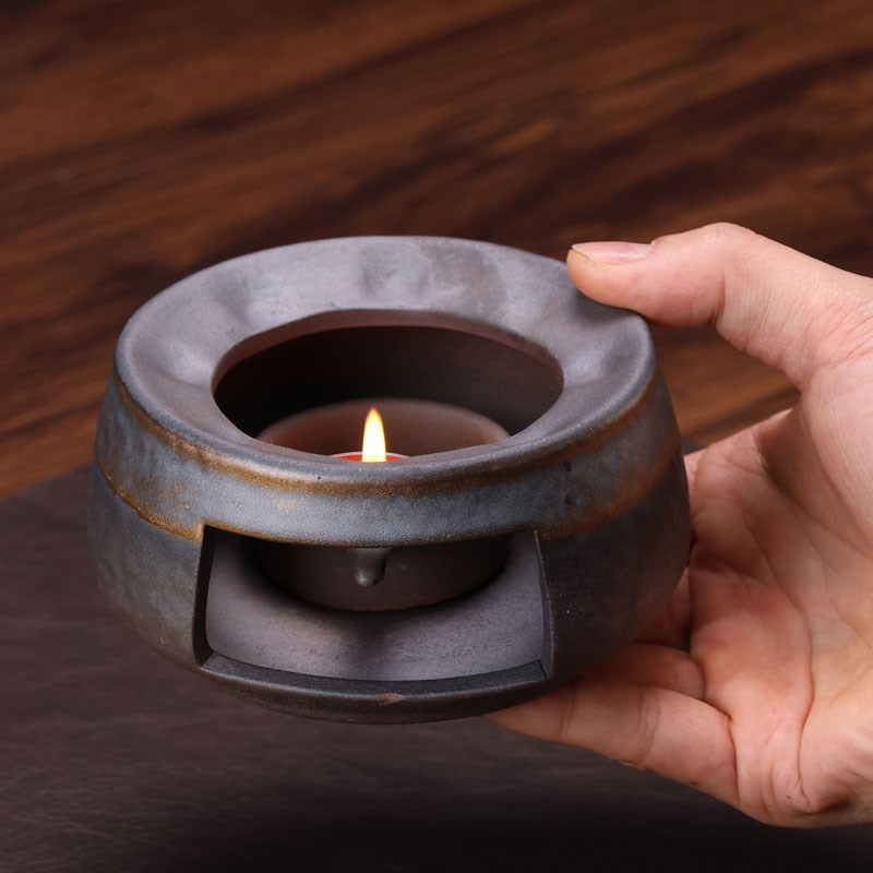 粗陶复古温茶炉蜡烛加热暖茶器公道杯G保温底座明火陶瓷炉子提香
