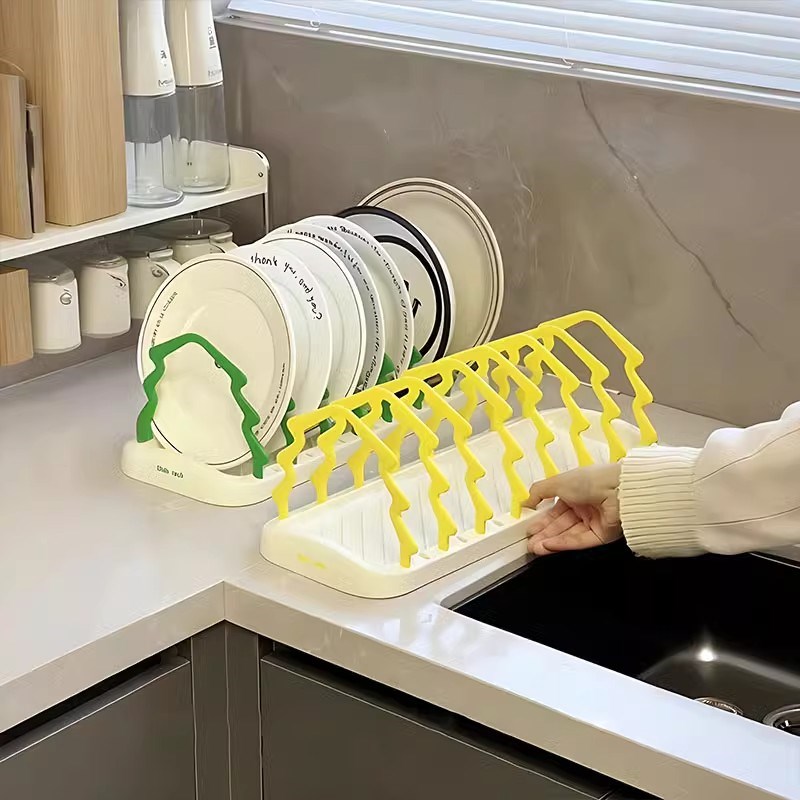 多巴胺碗盘架碗碟收纳架可调节沥C水盘家用厨房碗柜碟子盘子置物