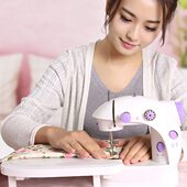 宿本家用电动缝纫机便携台式 电动小型迷你多功能带灯202缝纫机套