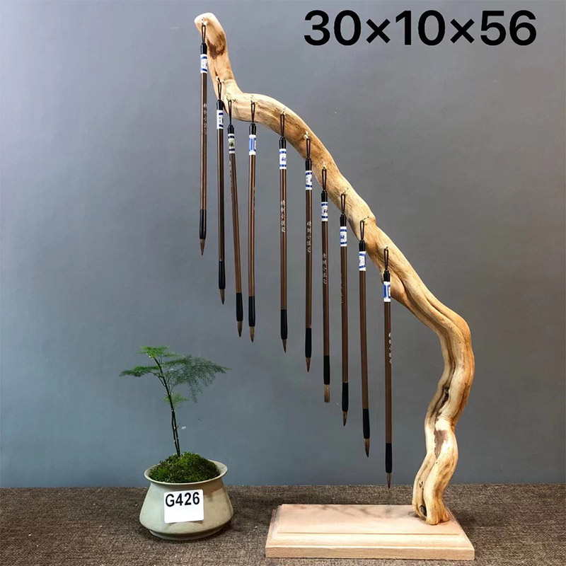 精选创意实木毛笔架笔挂笔架毛笔挂毛笔H架子摆件书法文房四宝挂