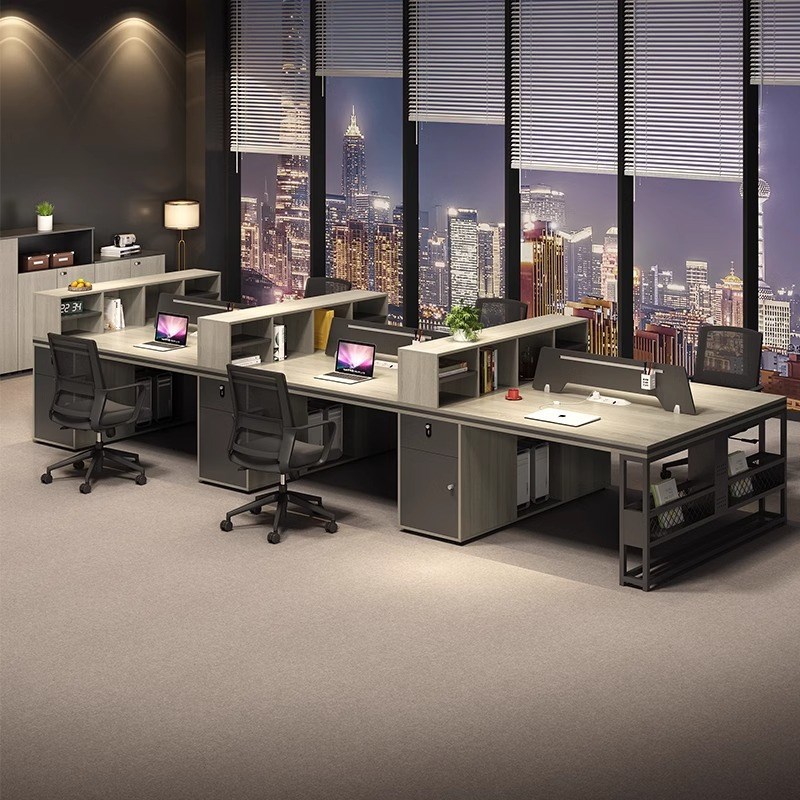 办公桌椅组合职员桌简约现代办y公室六人员工桌屏风工位卡座办公