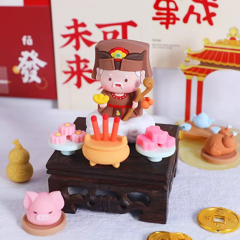 卡通福德土地公软胶玩偶 求神拜佛工M位好物办公室车载摆件