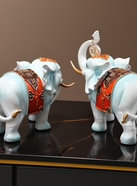 招财大象摆件办公室工艺品桌面乔迁新居客厅玄关S电视柜酒柜装饰