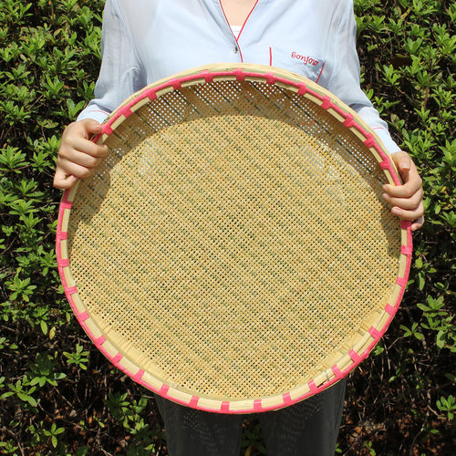 竹制品手工e簸箕竹编农家有孔竹筛子晾晒无孔圆簸箕竹筲箕竹匾装