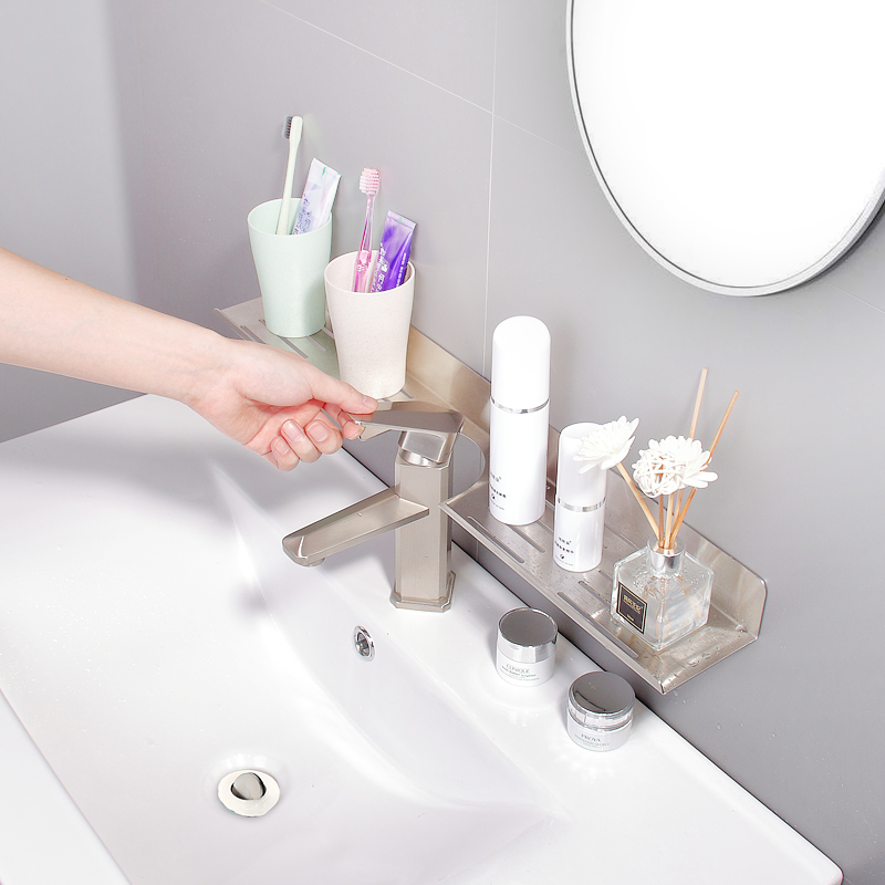 卫生间洗漱台g置物架壁挂式镜前免打孔不锈钢浴室厕所洗手间收纳