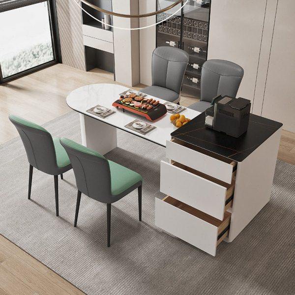 岛台餐桌一体可伸缩岩板岛台奶油风岛台现简约小户型餐桌椅一体,住宅家具,岛台餐桌,淘宝优惠券,粉丝福利购,淘宝优惠卷