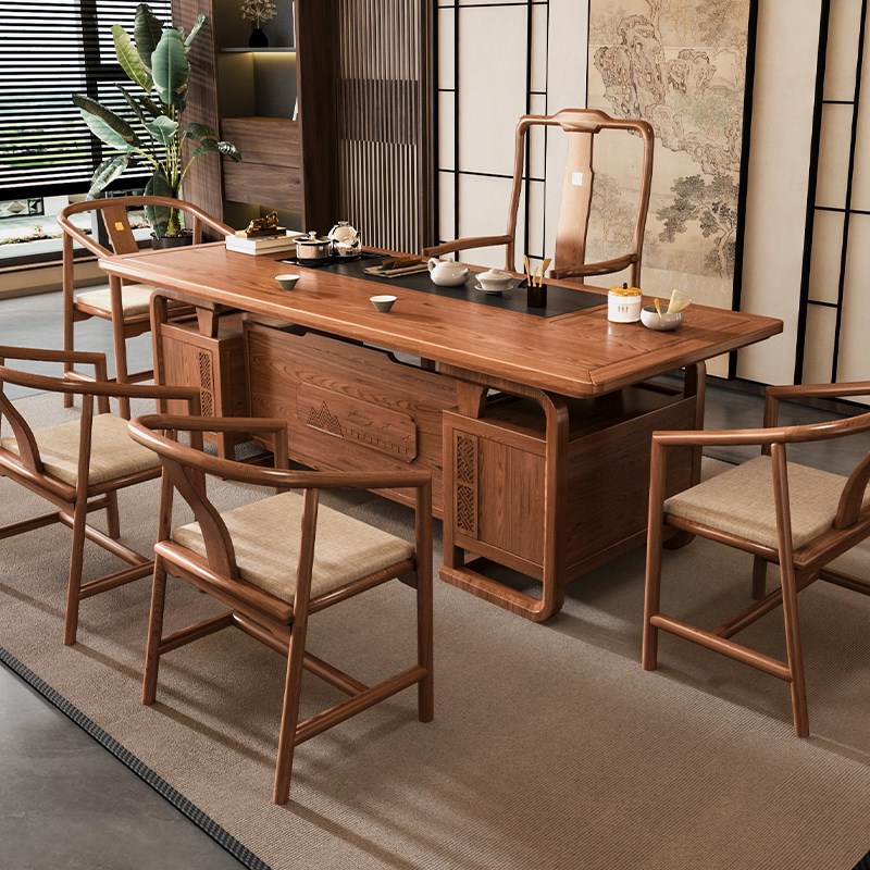 家用202d5新款实木茶桌椅组合一桌五椅茶台阳台小茶几客厅