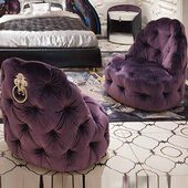 后现代全拉扣布艺沙发休闲沙发无扶手接待沙发卧室懒人沙发单人椅