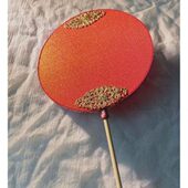 探清水河扇子长相思长柄舞蹈道具扇表演演出古风古典团扇红色跳舞