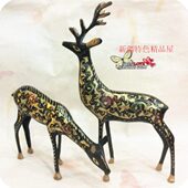 巴基斯坦铜雕富贵对鹿民族特色手工艺品铜器雕刻家居办公摆件礼品