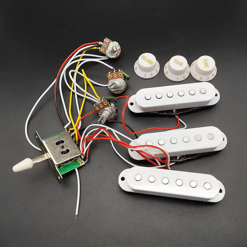 ST 电吉他单单单拾音器全套线路带拾D音器 500K电位器连接线电路