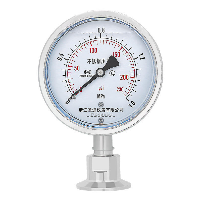 YTP100BfF不锈钢卫生型隔膜压力表耐震卡盘式快装38/50.5/64MM