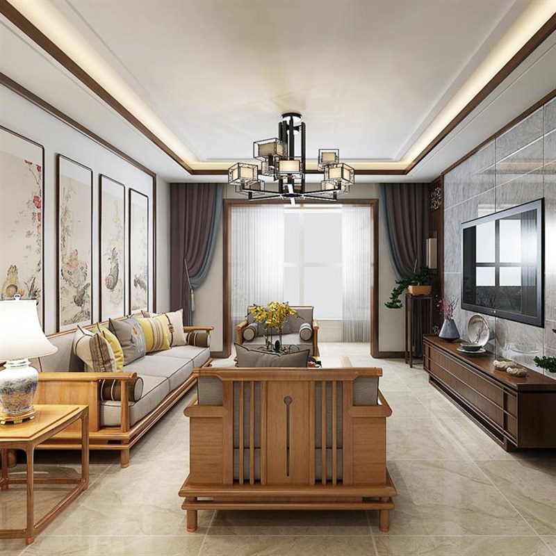 新中式沙发客厅现代简约实木禅意沙发组合样板房别U墅布艺家具定