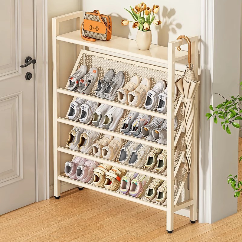 家用钢制鞋架门口落地多层置物架铁艺简易收纳架R玄关入户门后鞋