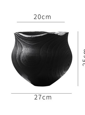 中古风实木墩底h座圆形柱子雕塑台民宿客厅沙发侧装饰品炭化木花