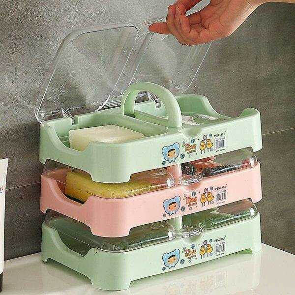 浴室大号翻盖双格欧式肥皂盒带手提防水带盖一体盒学生宿舍皂盒