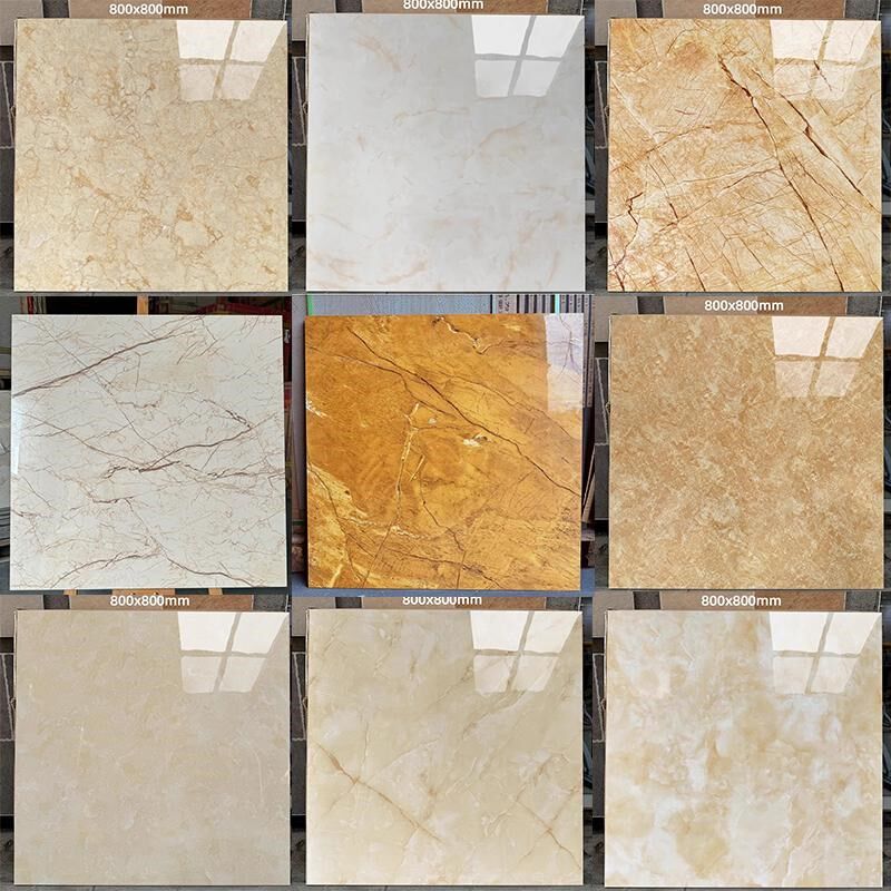 米黄色瓷砖80h0x800客厅防滑玉石浅暖黄抛釉大理石玉石系列地板砖