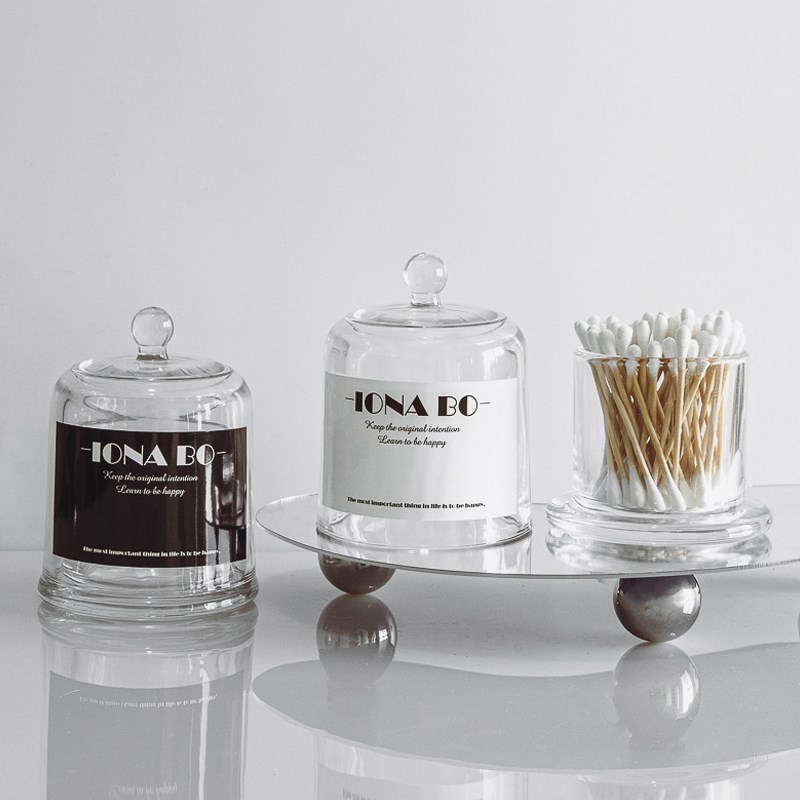 轻奢透明棉签盒进口玻璃盒带盖B饰品首饰收纳盒牙签盒储物收纳