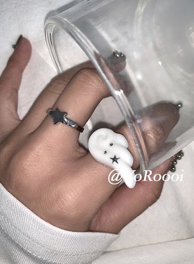 YoRoooih 自制手工韩系简约翅膀可爱开口戒指爱心素圈指环食指戒